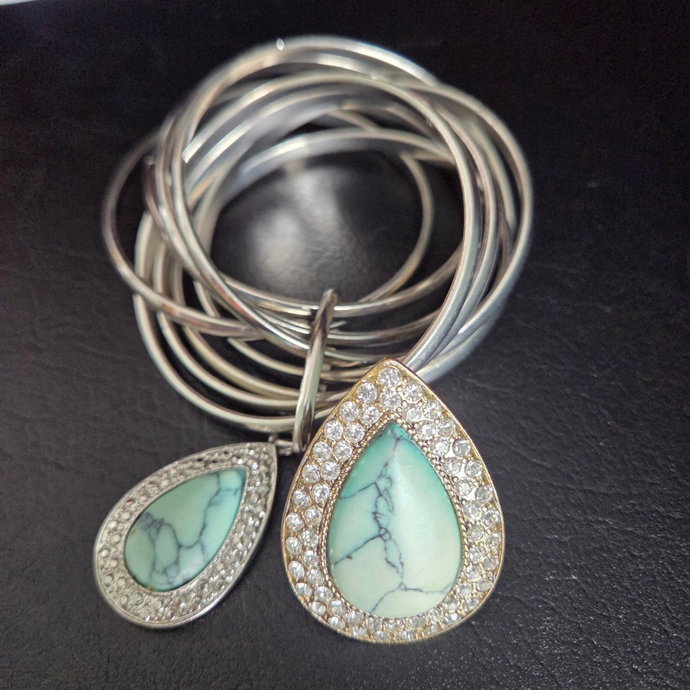 Samantha Wills Bohemian Bardot Turquoise Teardrop Ring Bangle Set Silver Pave - Picture 11 of 15